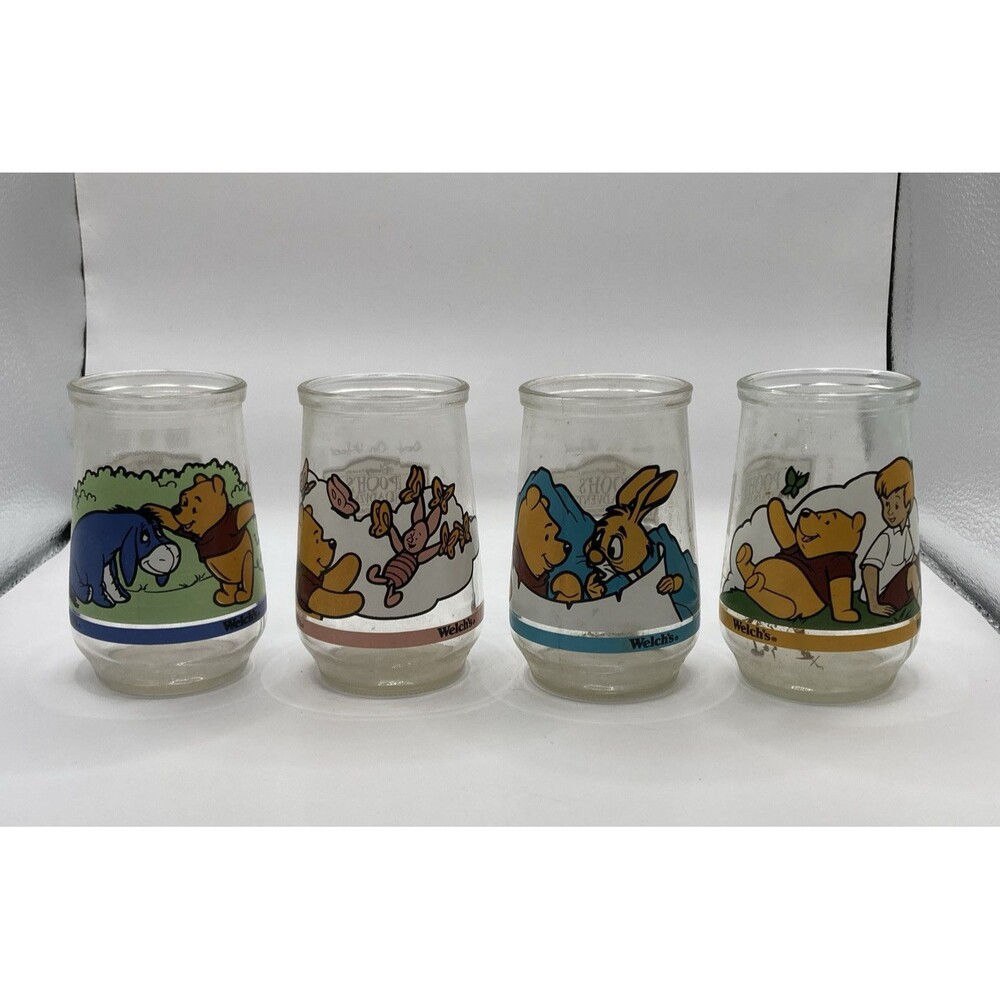 Lot Of 4 Vintage Disney Winnie The Pooh’s Grand Adventure Welch's Jelly Jars